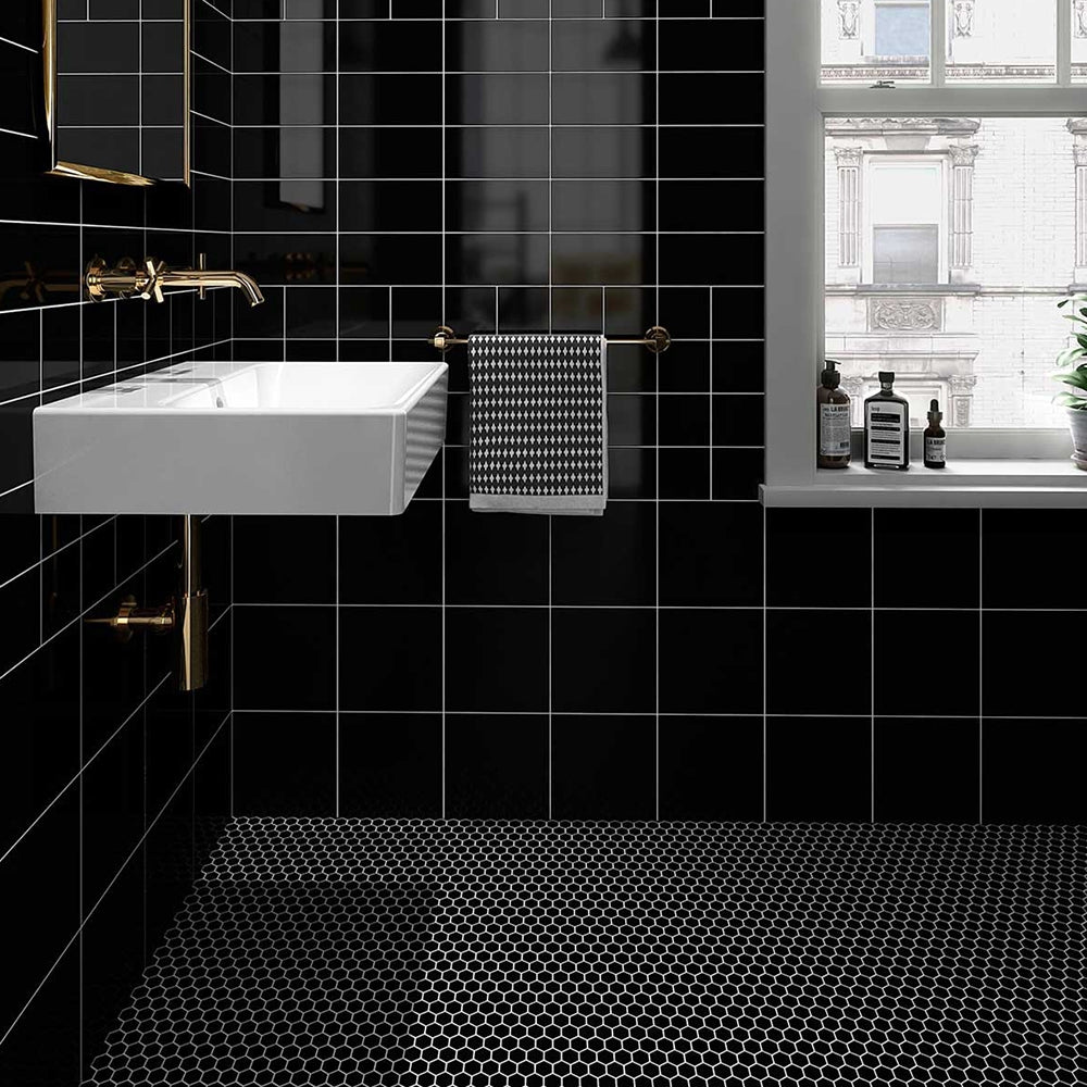 Gorgeous Bathrooms With Hexagon Tile Floors
