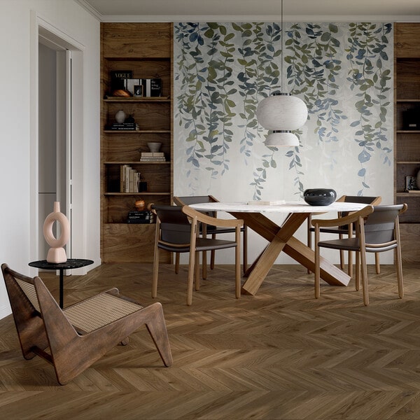 Add A Rustic Touch With Wood: Chevron Tile Pattern