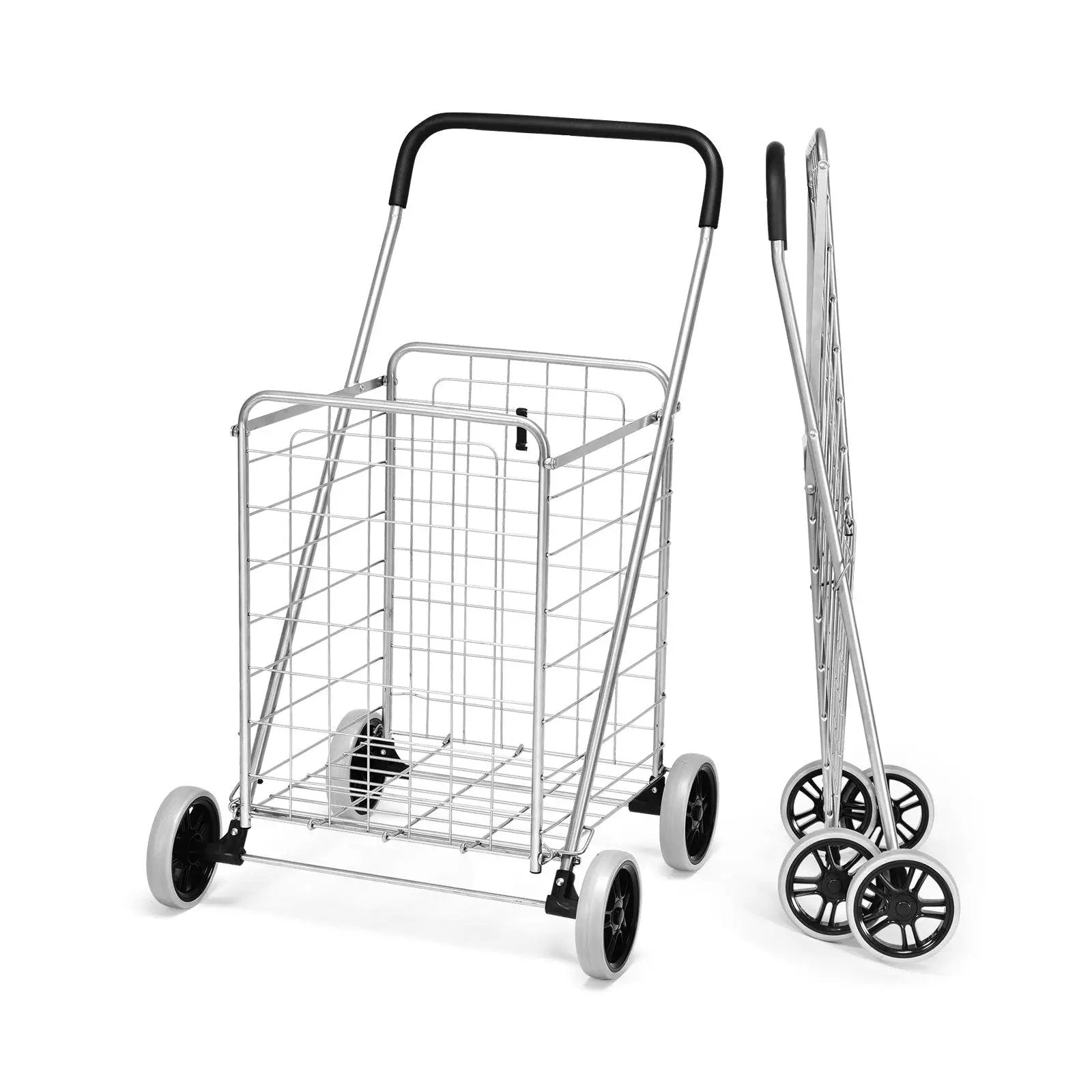 Portable Folding Shopping Cart Utility for Grocery Laundry-Silver by DirectDeals
