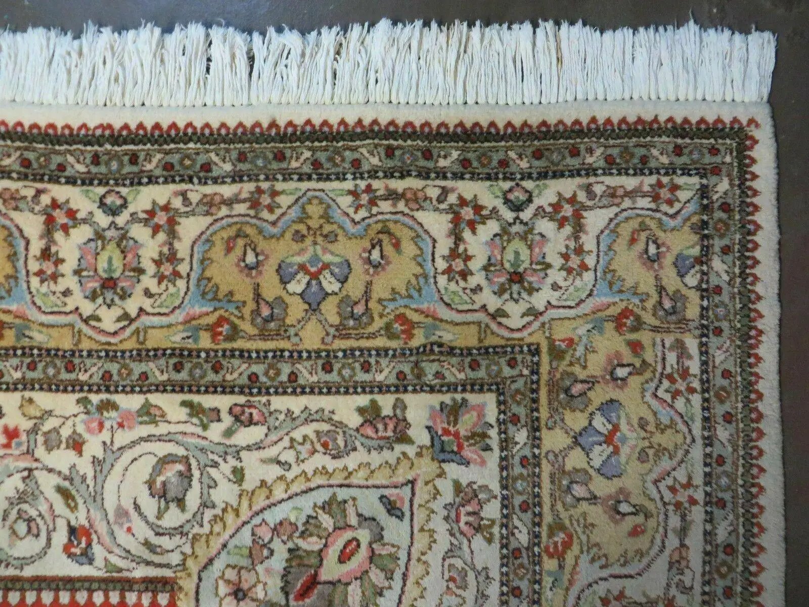 Vintage Persian Tabriz Rug 9x12, Tabatabaie Rug 9x12 Carpet, Handmade Hand Knotted Wool Area Rug, Tomato Red Beige, Medallion Rug, Floral by Jewel Rugs
