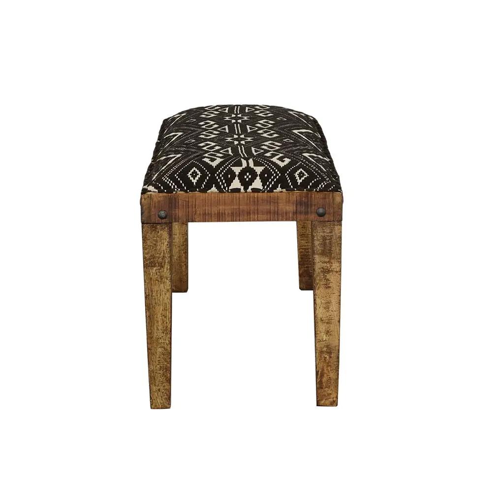 Lamont Fabric Upholstered Accent Bench Black and Natural by Unique Piece Furniture