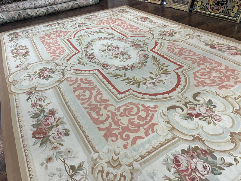 Aubusson Rug 10x14, Wool Handmade Vintage Carpet, Elegant French European Design Rug, Large Room Sized Aubusson Rug, Stark Carpet by Jewel Rugs