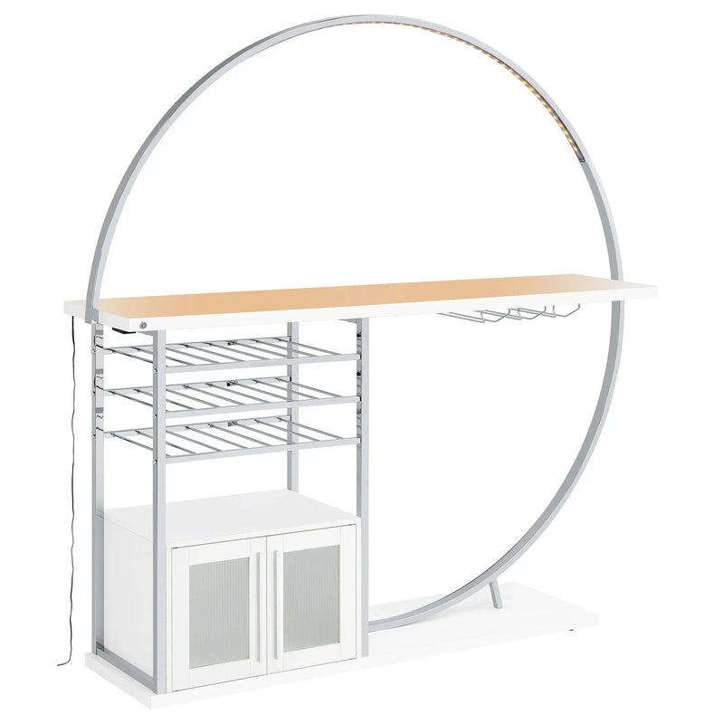 Risley 2-door Circular LED Wine Cabinet White High Gloss by Unique Piece Furniture