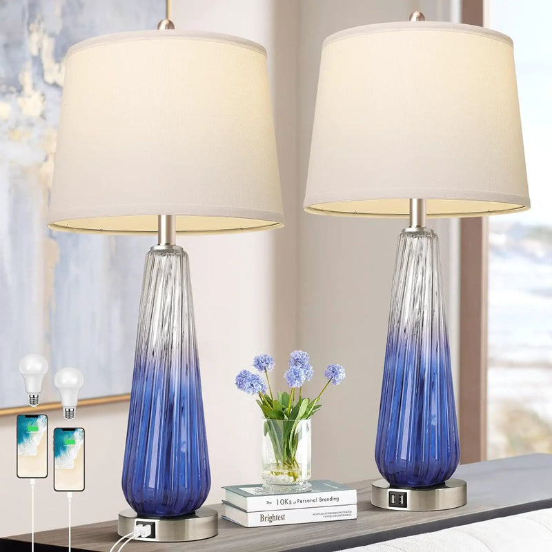 Table Lamps Set of 2 with Touch Control and USB Ports by HouseOfZazla
