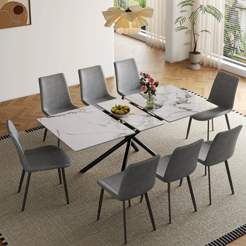 Modern Expandable Dining Table With Retractable Leaf With Chairs by HouseOfZazla