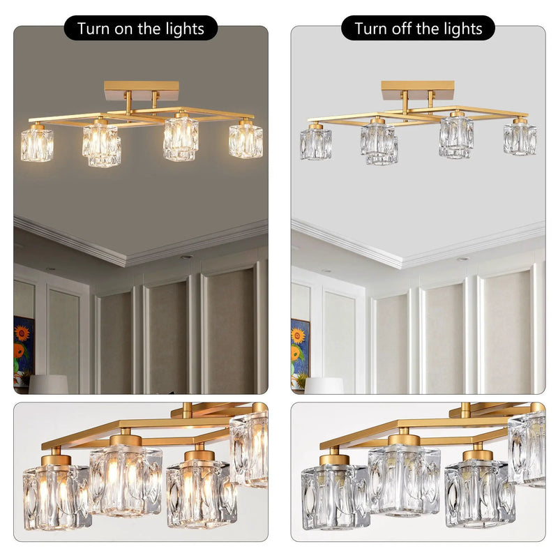 6 Light Crystal Ceiling Light For Dining Room, Modern Ceiling Lamp With Light Fixture For Entryway, Lobby, Kitchen, Bedroom, Living Room, Conference Room, (6*G9 Bulbs Included) by Unique Piece Furniture