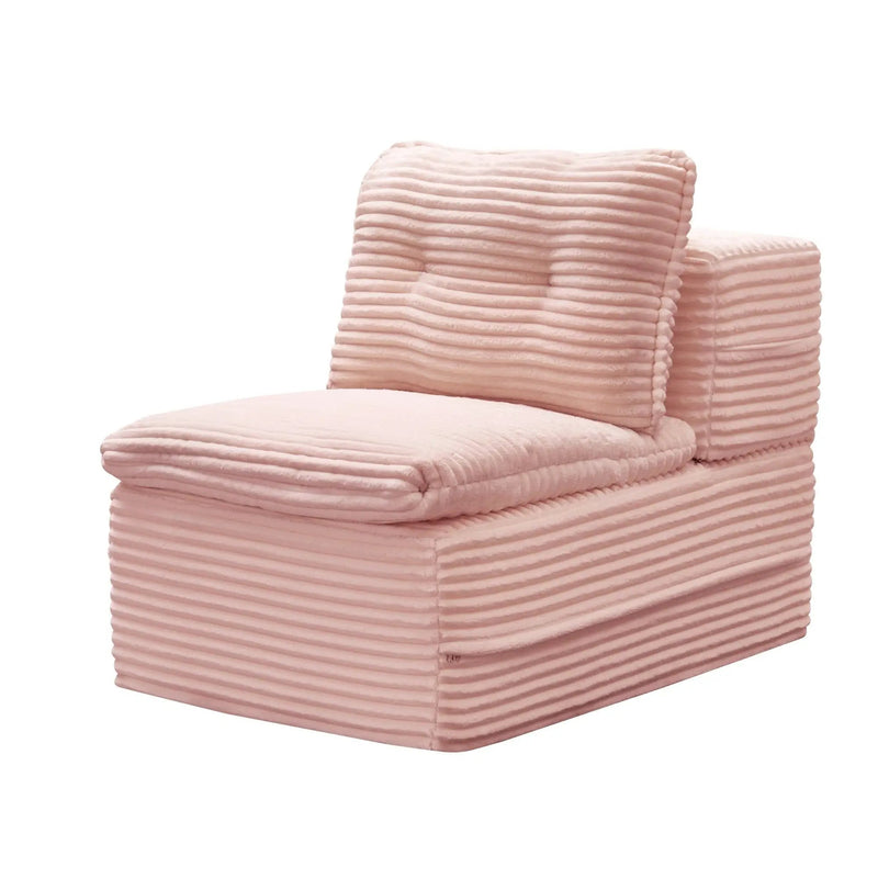 Multi Functional Sectional Sofa Bed With Independent Chaise Lounge And Functional Blanket, Convertible King Size Bed, Deep Seat - Baby Pink by HouseOfZazla
