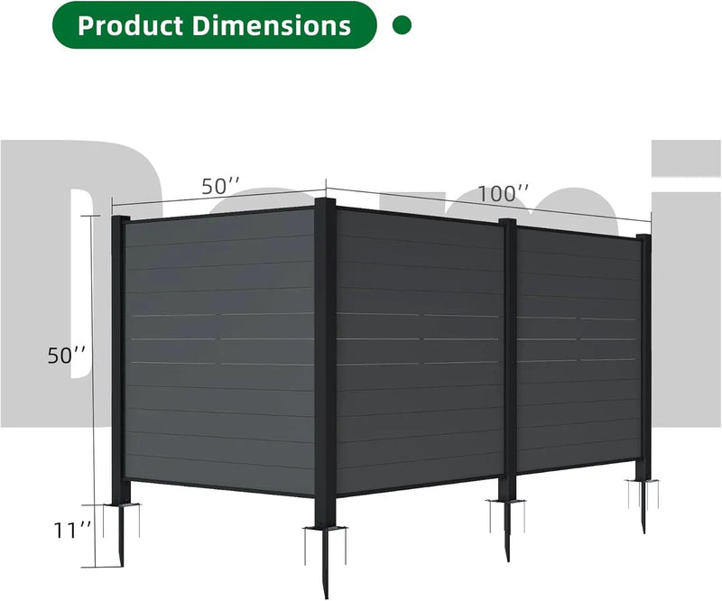 Outdoor Privacy Screens, 50" W x 50" H Air Conditioner Fence, Trash Can Enclosure (3 Panels, Black) by HouseOfZazla