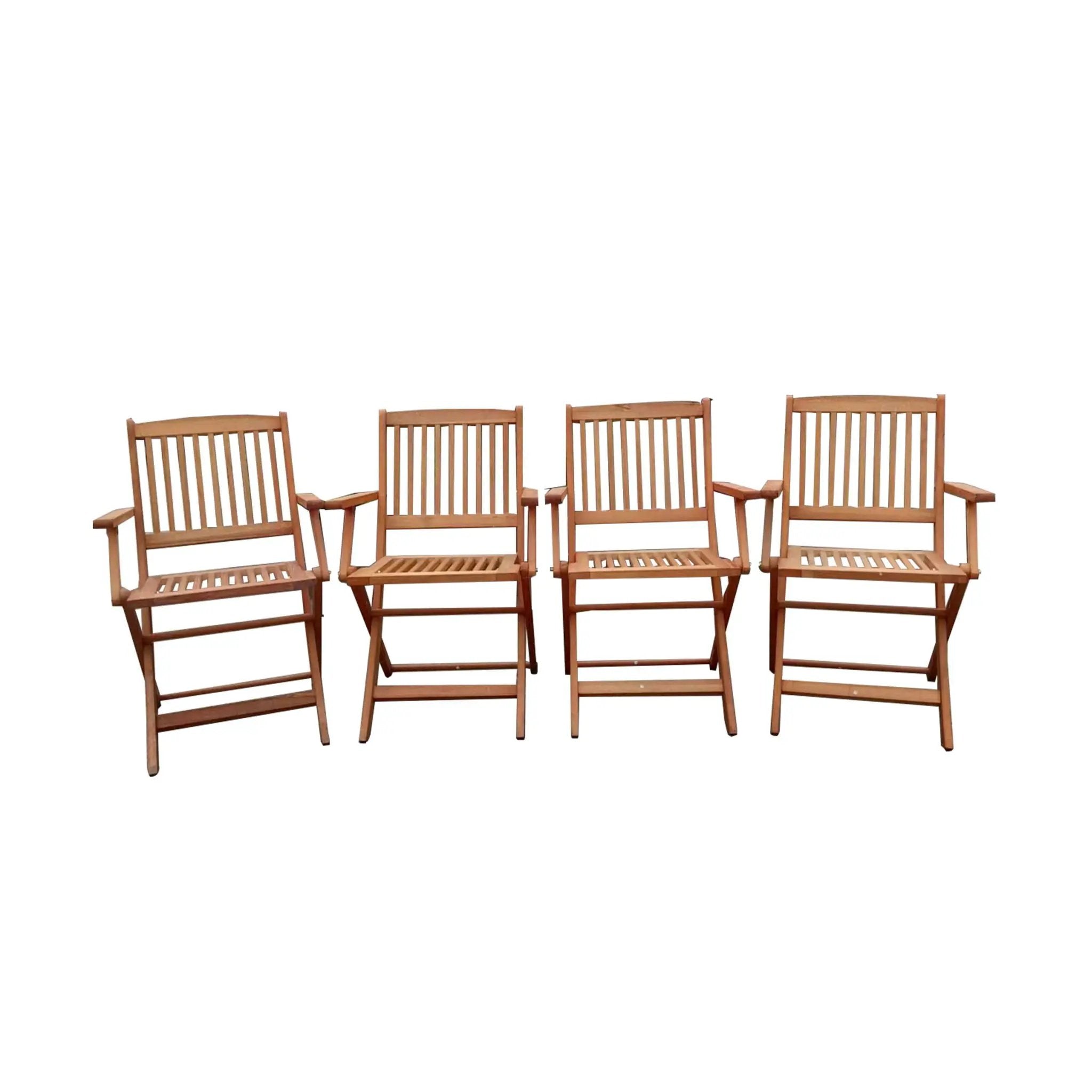 Foldable Patio Dining Set With 4 Folding Chairs For Indoor And Outdoor Use - Teak