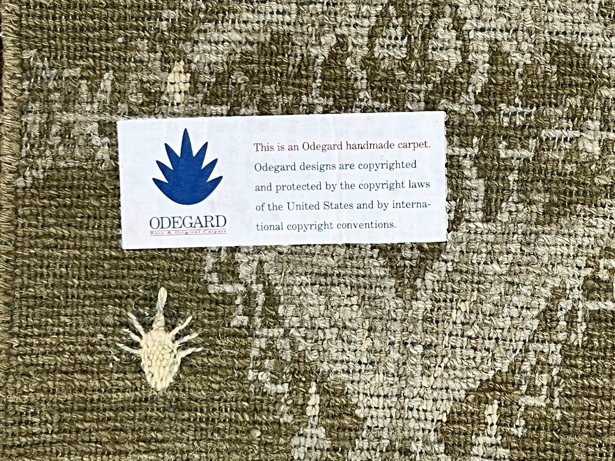 Tibetan Rug 12x15, Wool Hand Knotted Carpet, Odegard Rug, Birds, Olive Green, 12 x 15 Oversized Handmade Contemporary Area Rug, Extra Large by Jewel Rugs