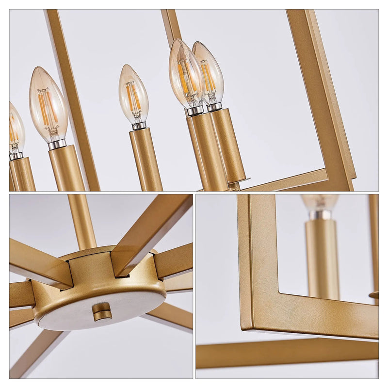27' Modern Golden Geometric 8-Light Chandelier by HouseOfZazla