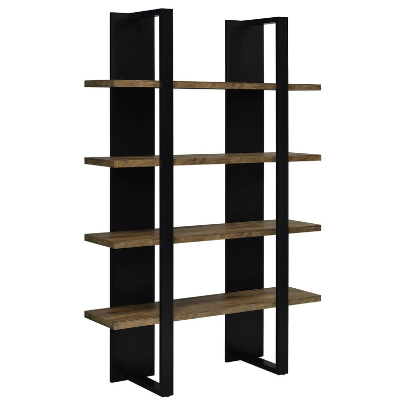 Danbrook 71-inch 4-shelf Bookshelf Black and Aged Walnut by Unique Piece Furniture