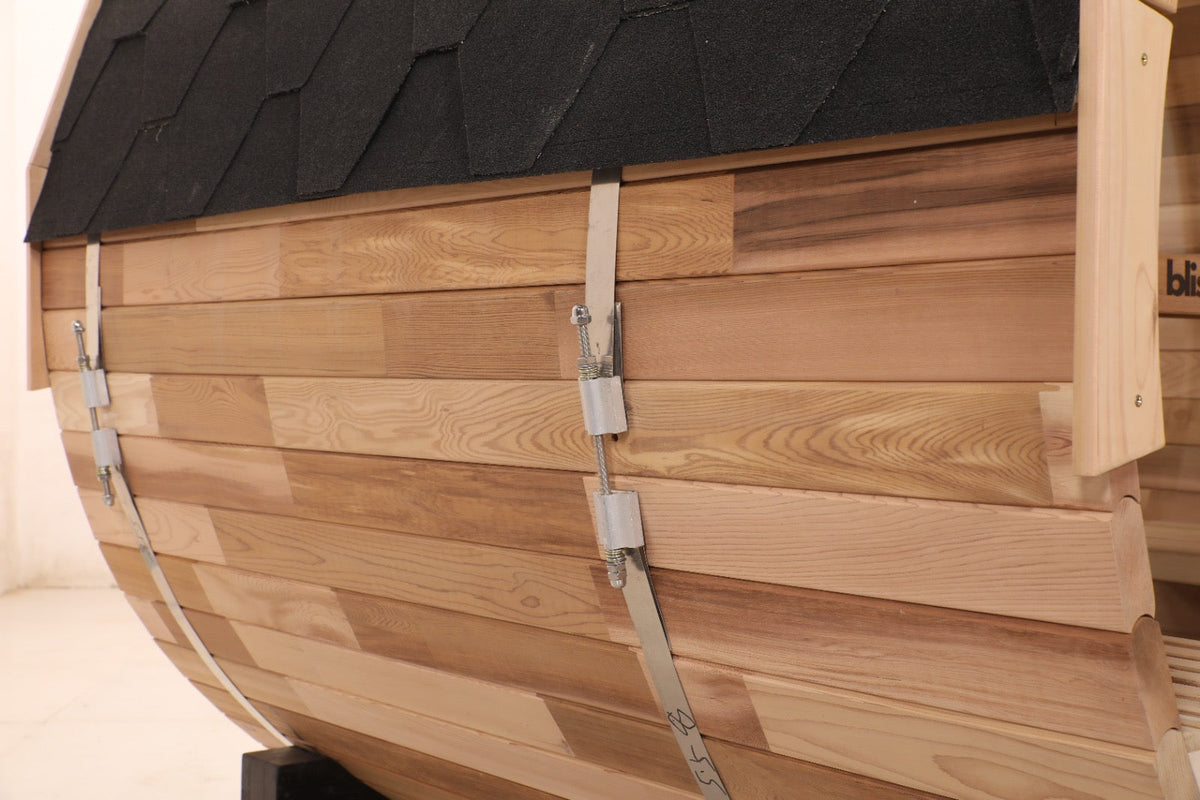 Blisspod | Prague | Canadian Red Cedar Outdoor Steam Barell Sauna | Full Glass Back, photo 9 of 13