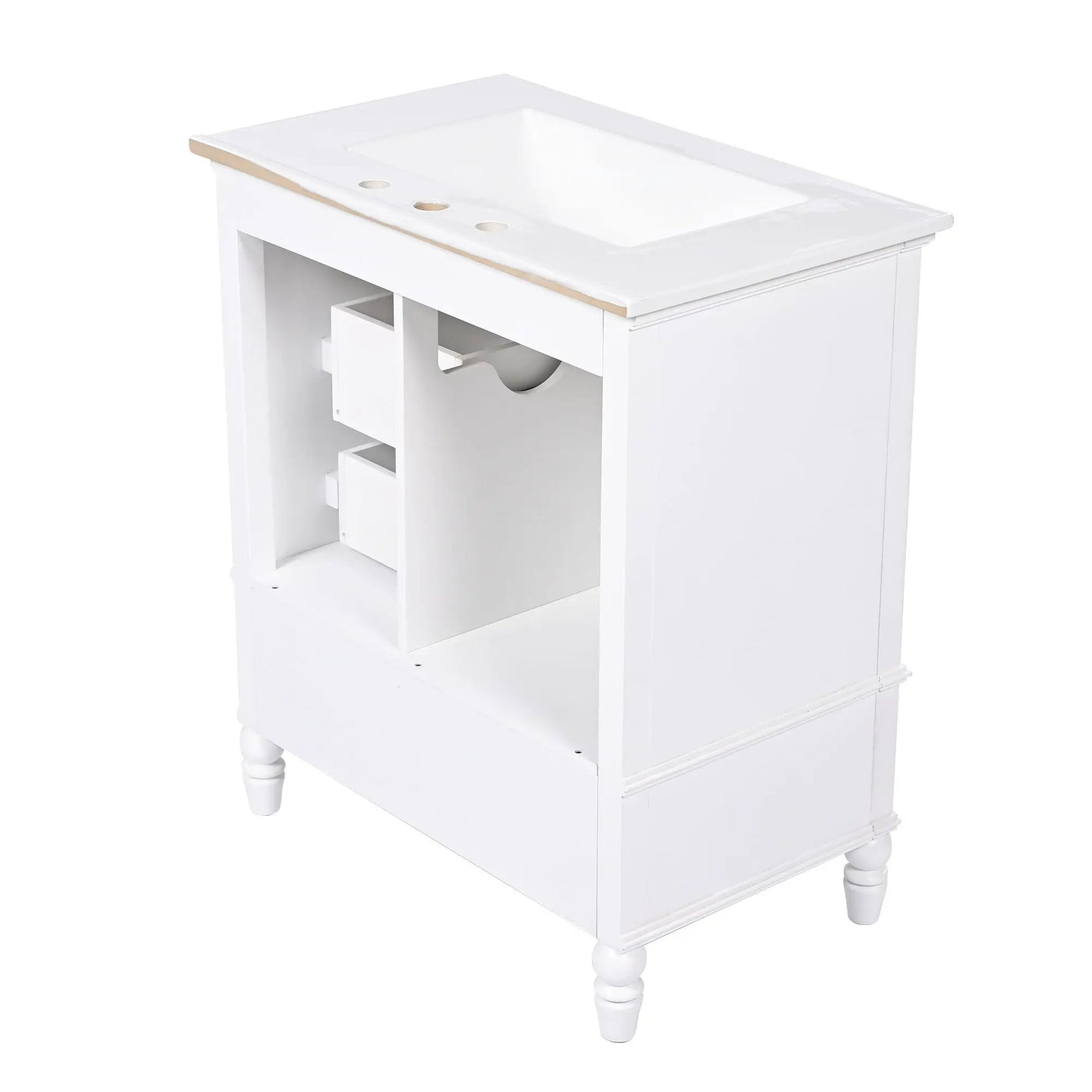 30" Bathroom Vanity With Sink, 3 Drawers, Adjustable Feet by HouseOfZazla