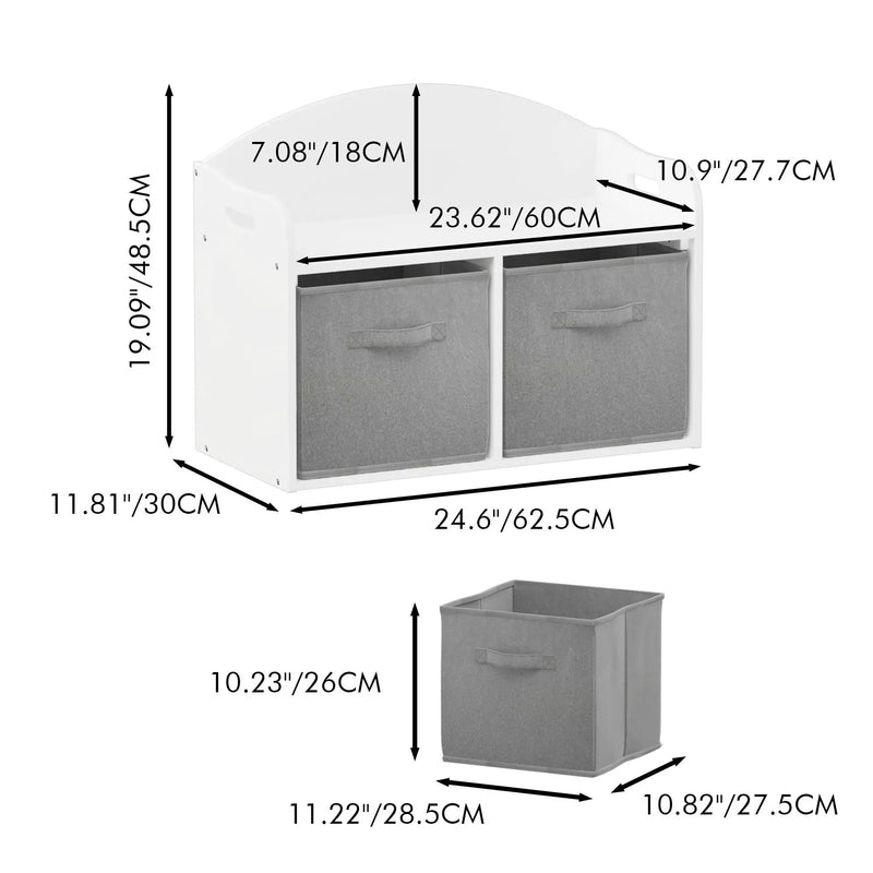 Toy Box Bench With Collapsible Drawers, Storage Cabinet Organizer - White by Unique Piece Furniture