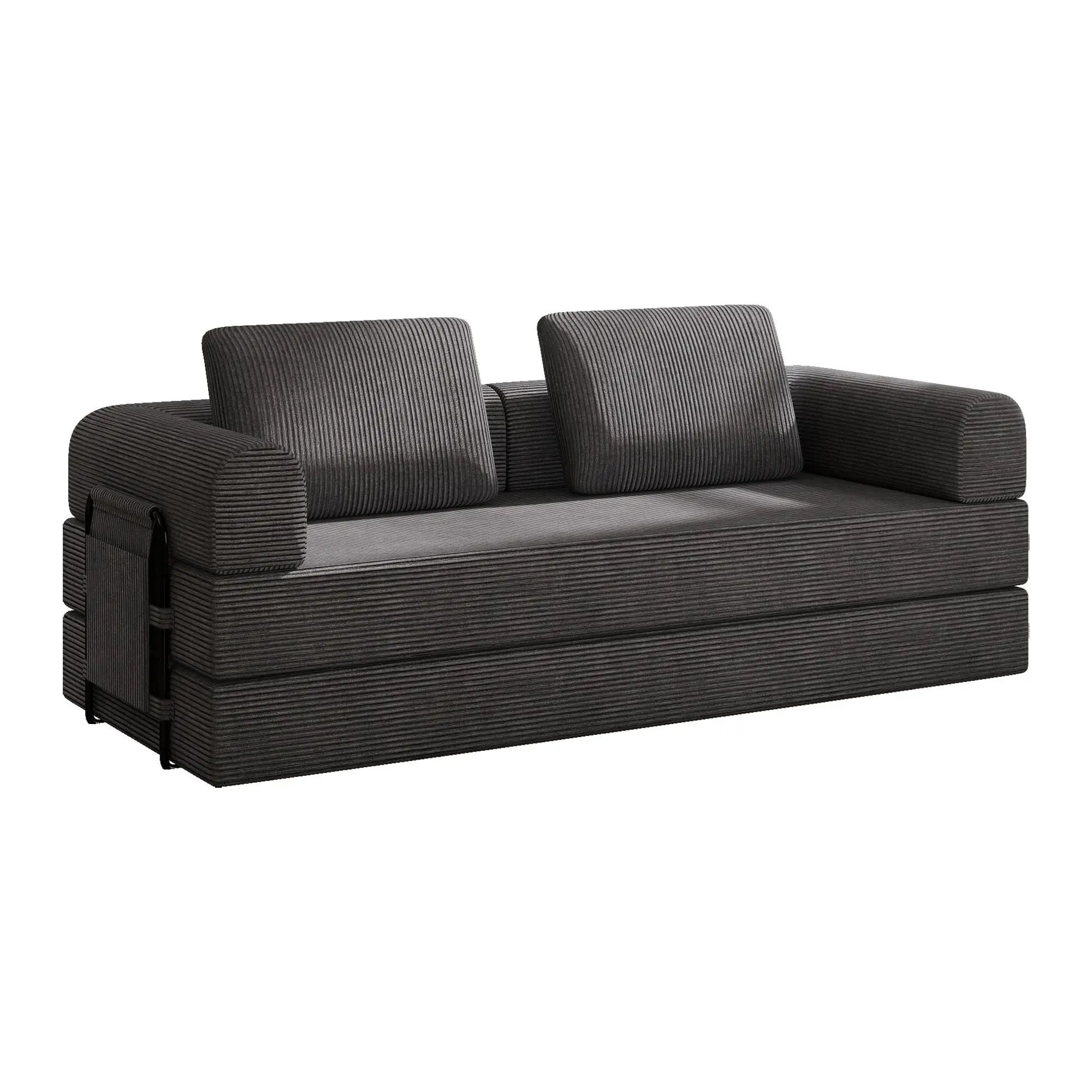 Convertible Sleeper Sofa Bed With Cylindrical Pillow, Fixed Shape Frame by Unique Piece Furniture