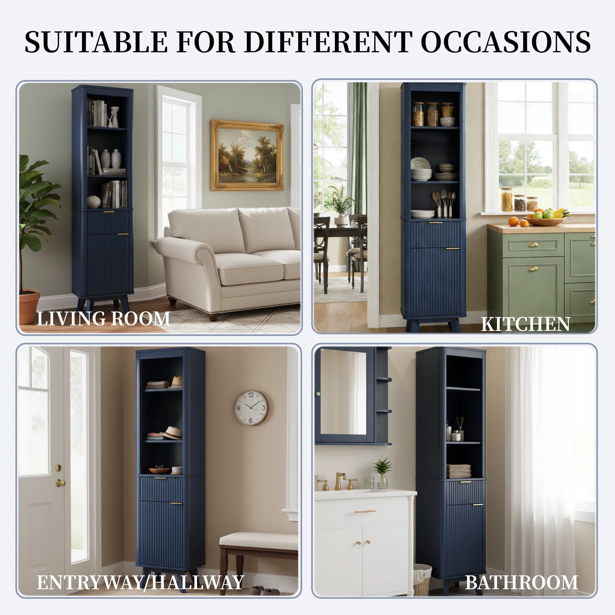 Tall Bathroom Storage Cabinet With Adjustable Shelves And 1 Drawer & Door by HouseOfZazla