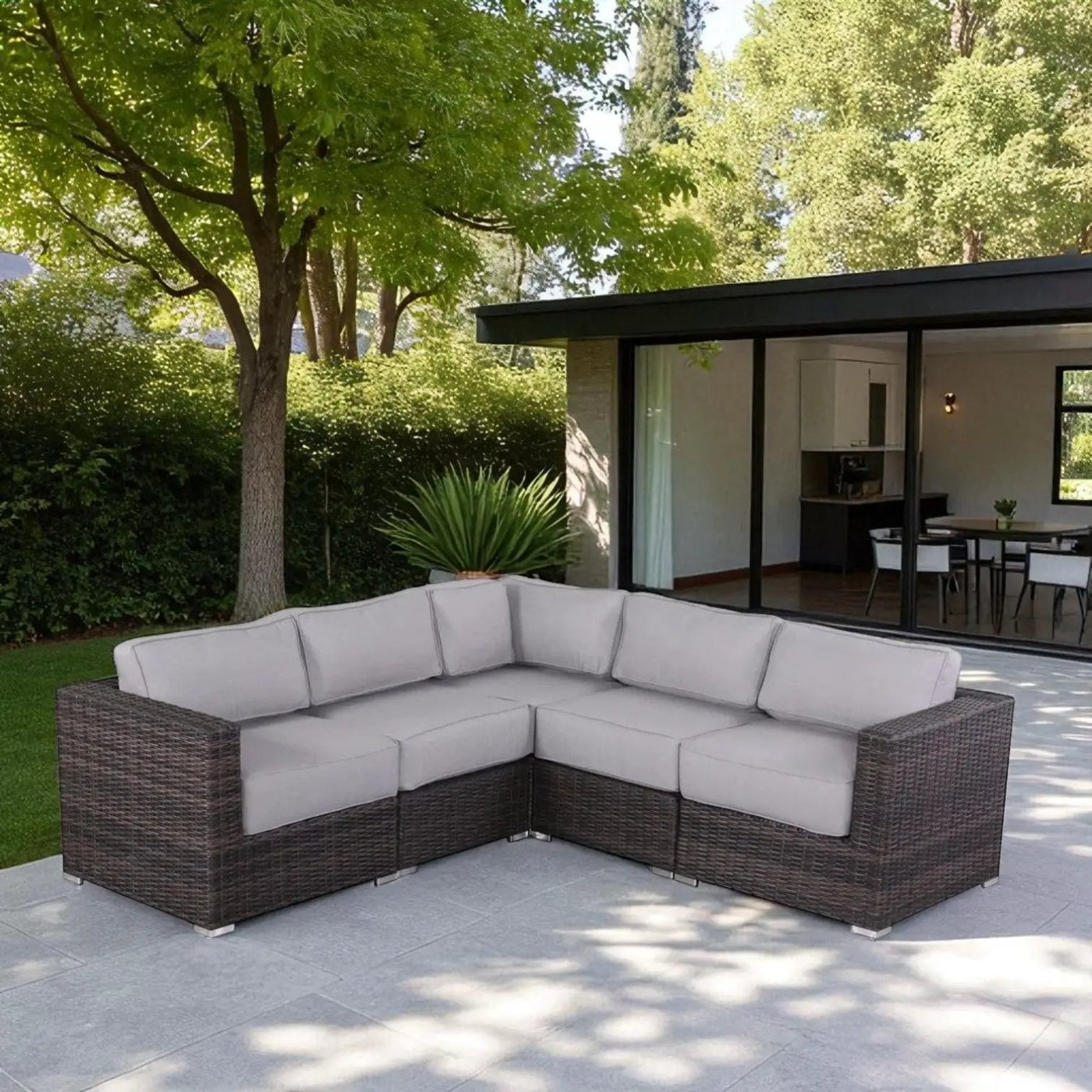 Luxurious Wicker Patio Sectional With Weather Resistant Sunbrella Cushions by HouseOfZazla