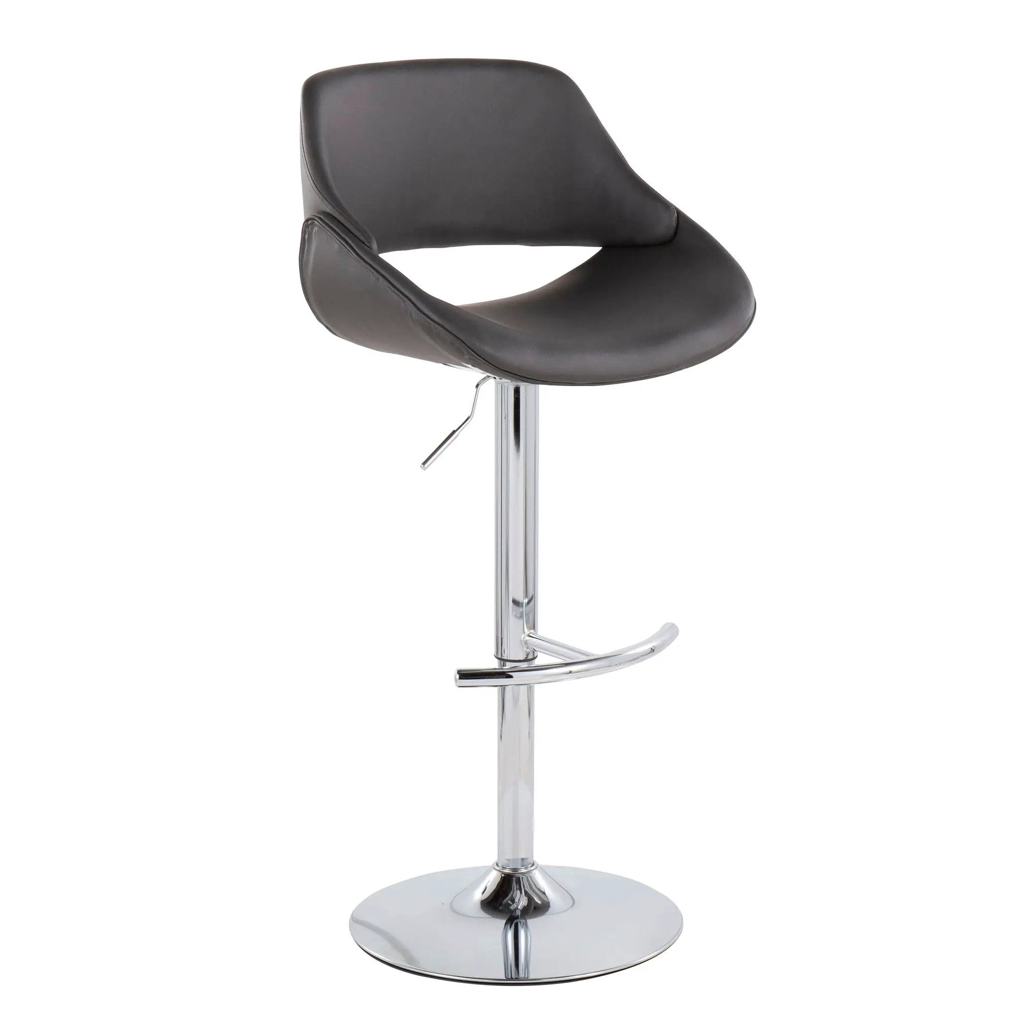 Fabrico - Contemporary Adjustable Bar Stool With Rounded T Footrest (Set of 2) by HouseOfZazla