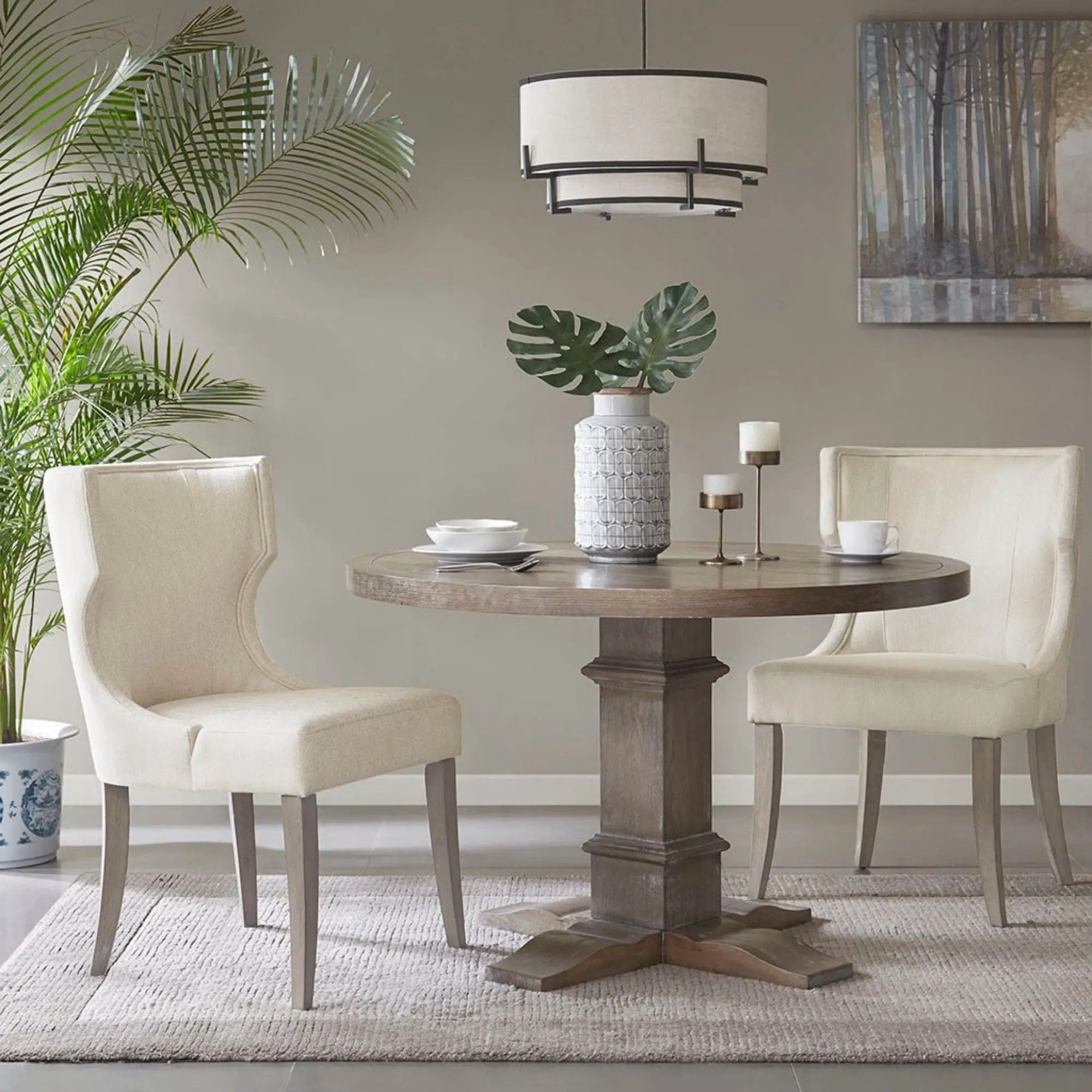 Elegant Design Dining Chair Polyester - Cream by Unique Piece Furniture