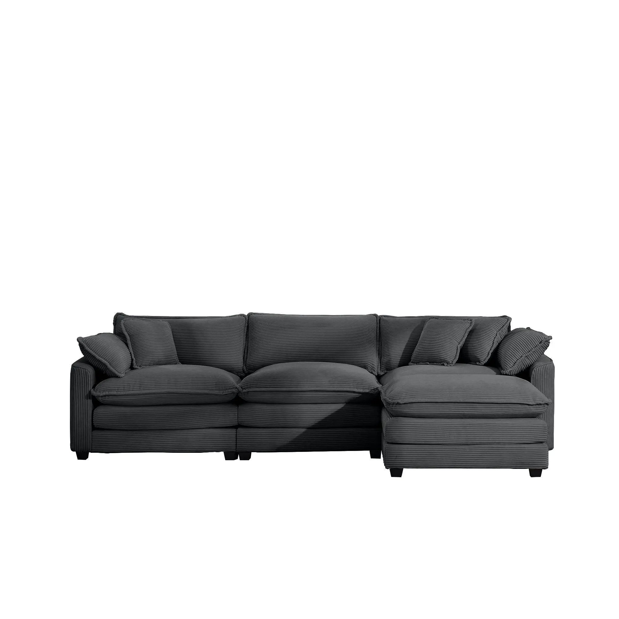 Modern Oversized Modular Cushion Sofa With Ottoman, Low Back, Deep Seating Sofa Set by Unique Piece Furniture