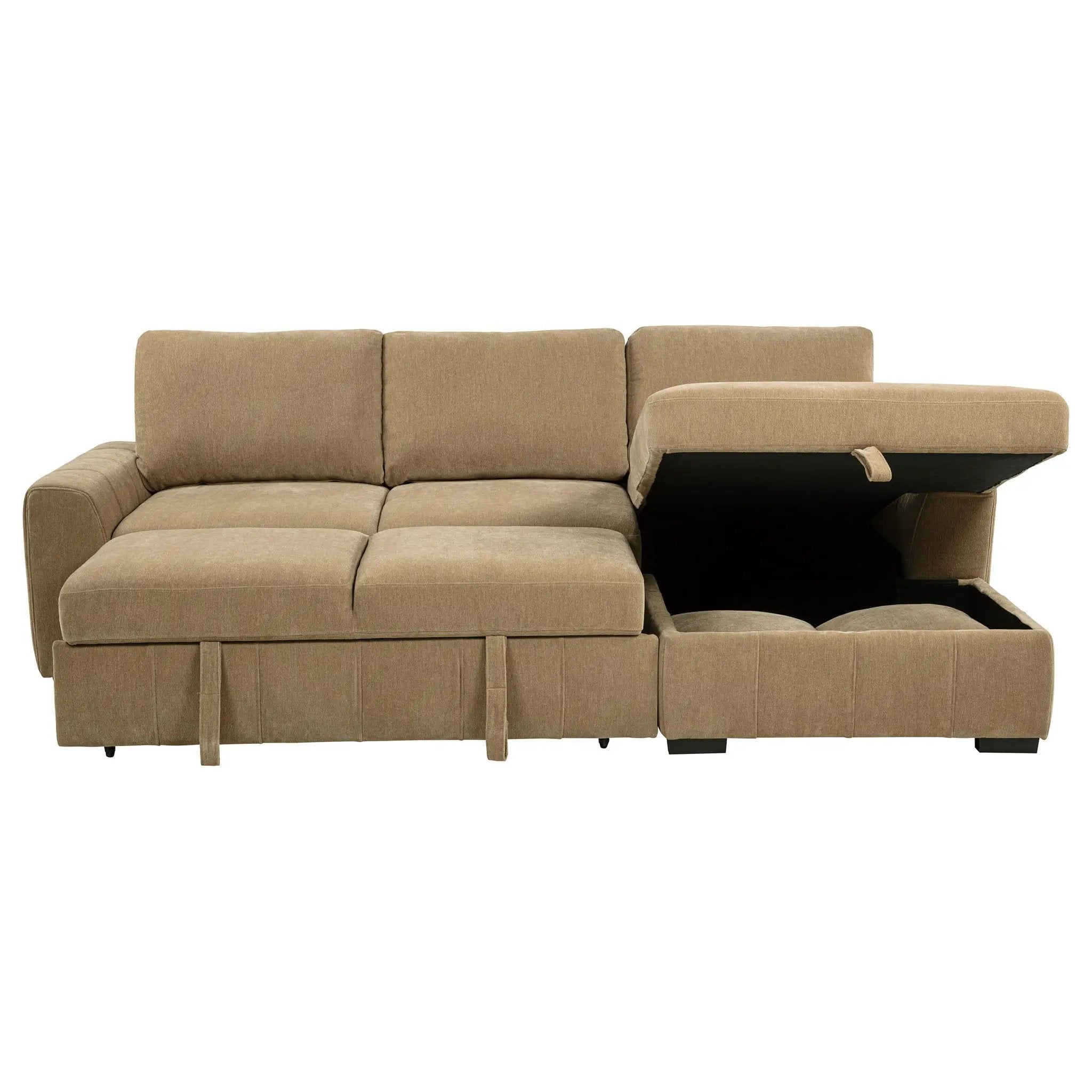 Pastrana Upholstered Sleeper Sectional Sofa RAF Chaise Camel by Unique Piece Furniture