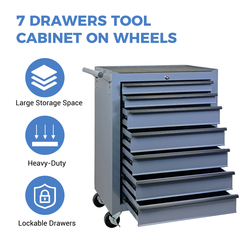 Rolling Metal Tool Chest with 7 Drawers, 20" Steel Cabinet by HouseOfZazla
