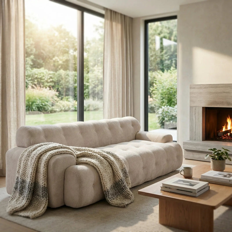 88 in. Cloud 3 Seater Chenille Sofa with Button Tufted Upholstered Couch by HouseOfZazla
