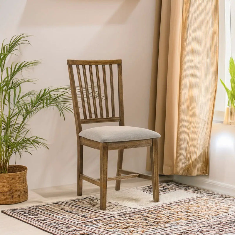 Wallace II - Side Chair (Set of 2) - Tan Linen & Weathered Oak by Unique Piece Furniture