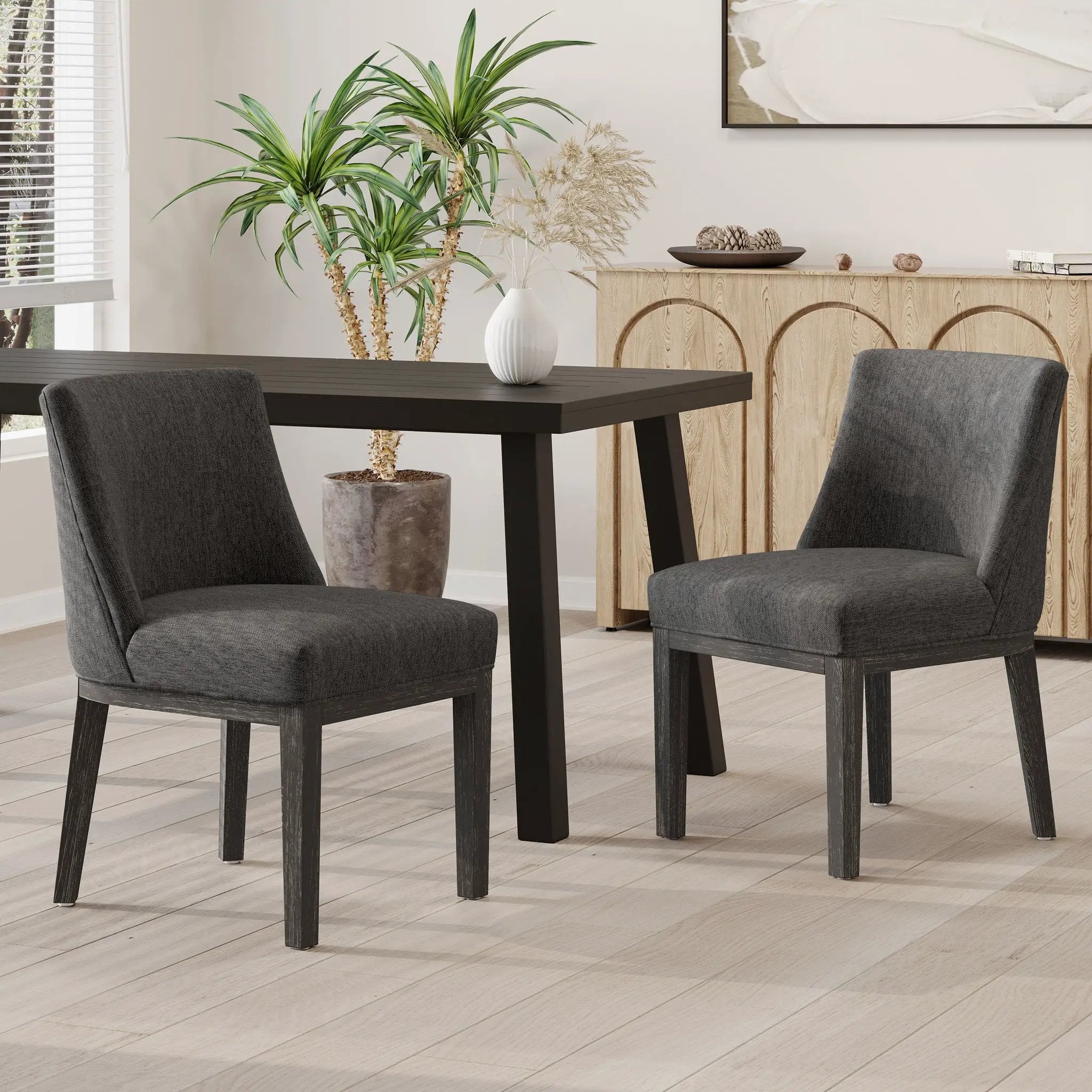 Modern Dining Chair With Durable Fabric Upholstery And Sturdy Wooden Frame (Set of 2) by HouseOfZazla