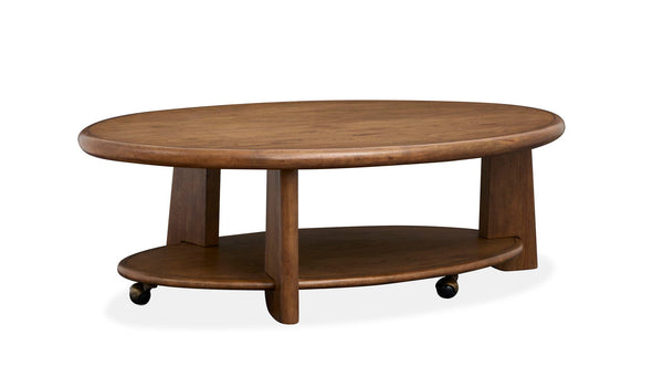 Tanner - Oval Cocktail Table With Casters - Tawny Brown
