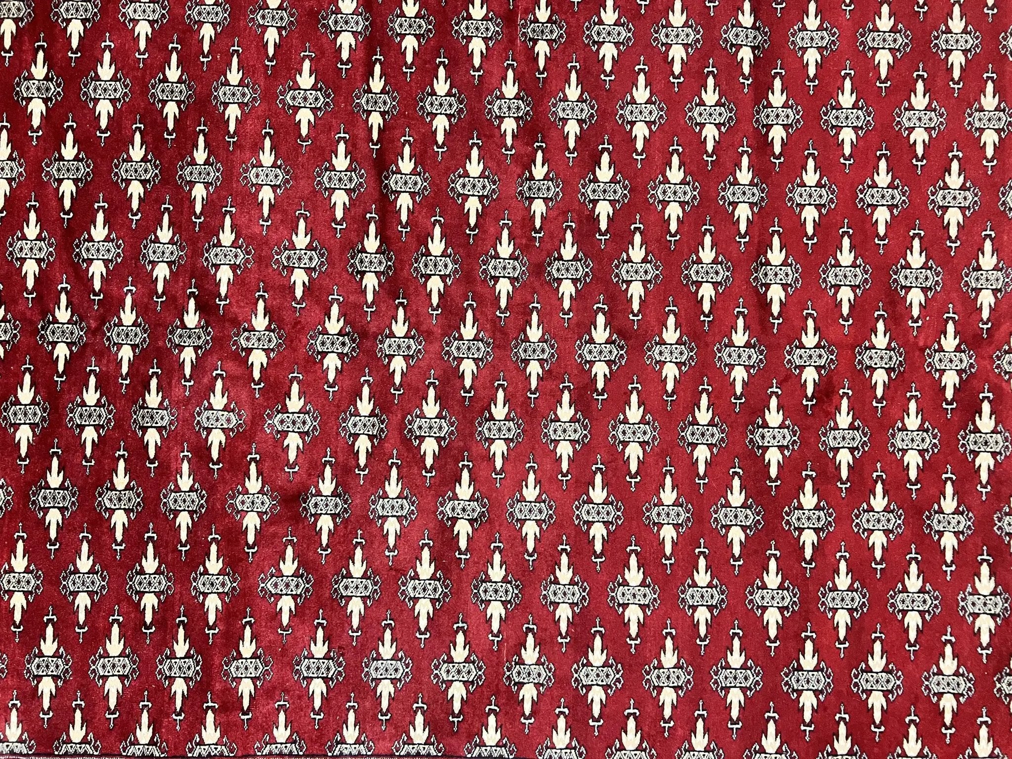Pakistani Turkoman Bokhara Rug 6x9, Fine Wool Vintage Hand Knotted Handmade Yamud Oriental Carpet 6 x 9, Red Turkoman Rug, Tribal Rug by Jewel Rugs