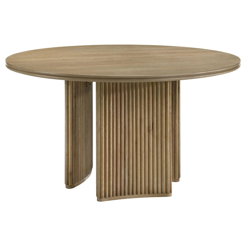 Adina 53-inch Round Wood Dining Table Distressed Light Brown by Unique Piece Furniture