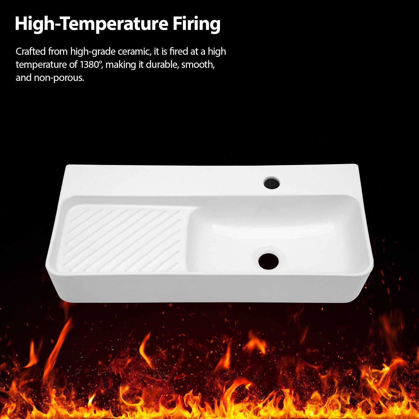 Inspired Console Sink With Built In Washboard, Overflow & Sleek Legs, 28" X 12" - White / Black by HouseOfZazla