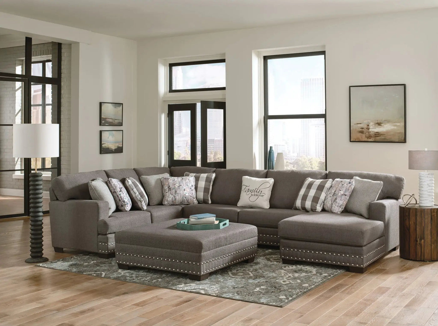 Crawford - Sectional With Cocktail Ottoman by Unique Piece Furniture
