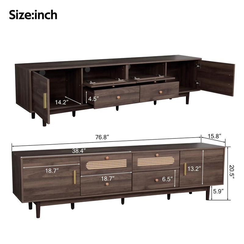 TV Stand With Drawers, Accent Entertainment Center For Living Room - Dark Brown by Unique Piece Furniture