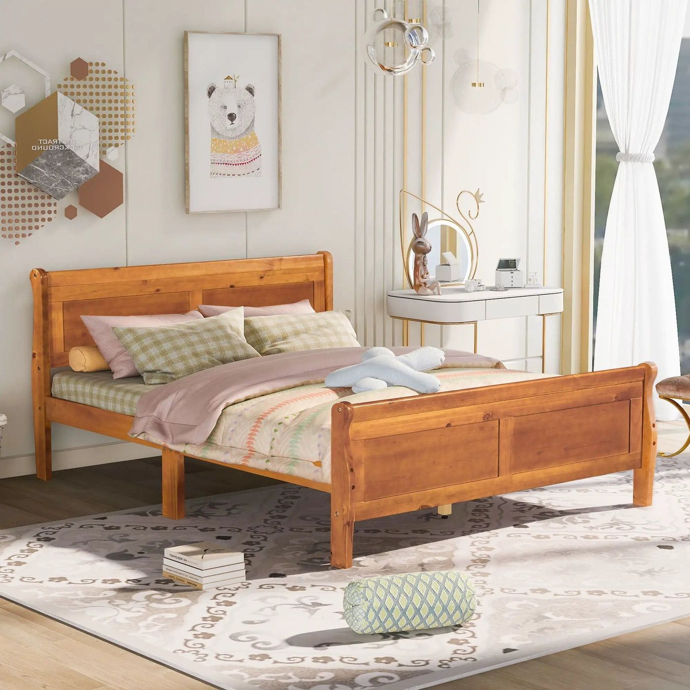 Platform Bed Frame Mattress Foundation Sleigh Bed With Headboard / Footboard / Wood Slat Suppor by Unique Piece Furniture