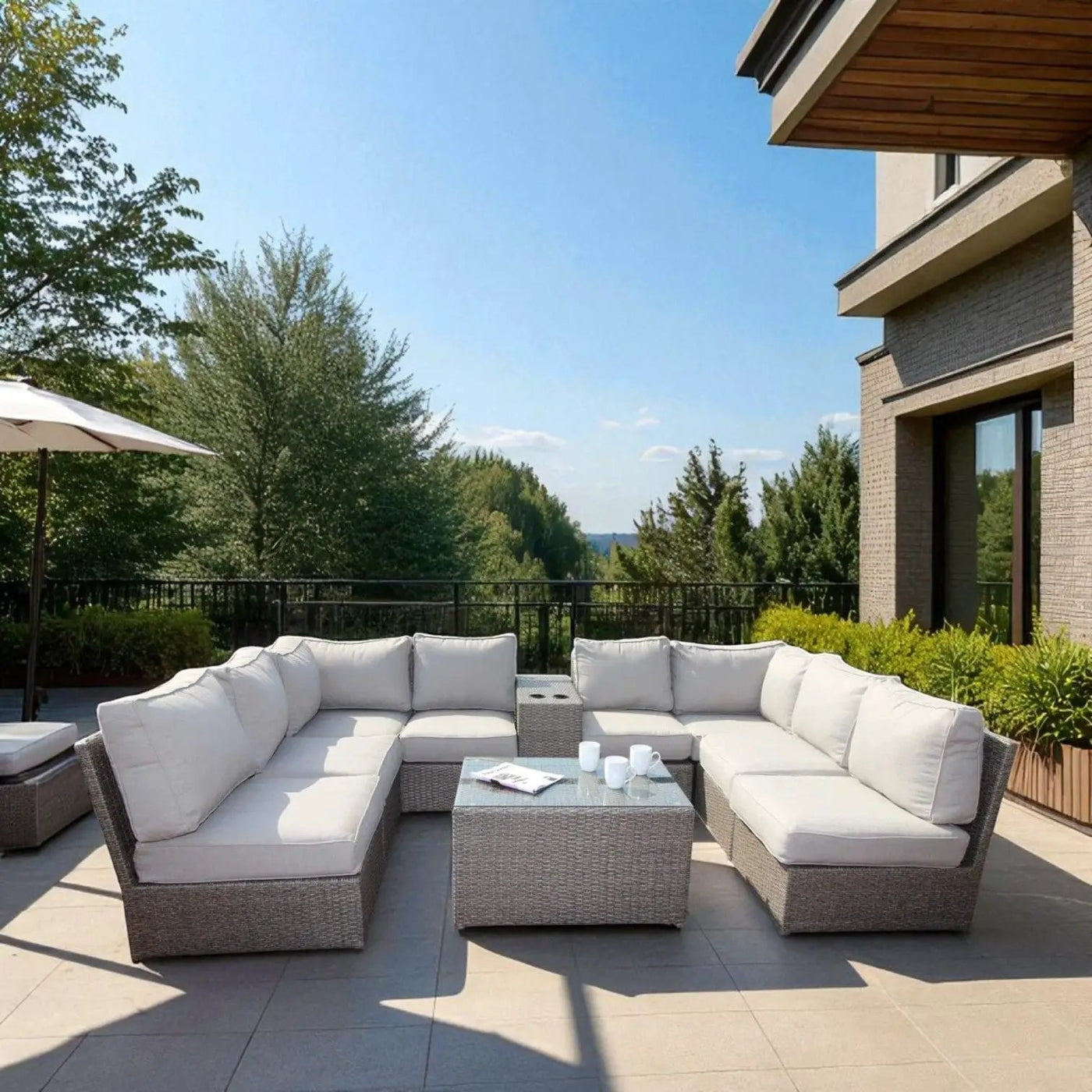 Comfortable Modern Patio Rattan Sectional Set With Cushions by HouseOfZazla