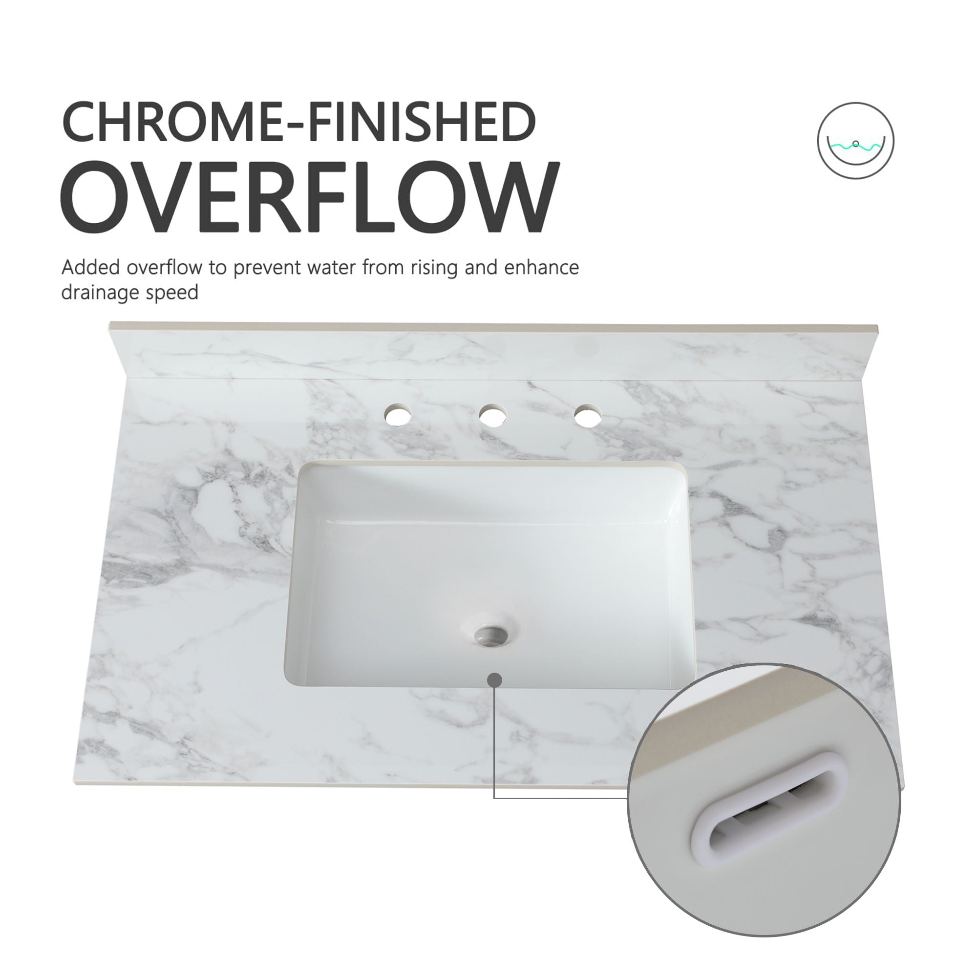 Elegant Sintered Stone Bathroom Vanity Top With Rectangular Undermount Ceramic Sink by HouseOfZazla
