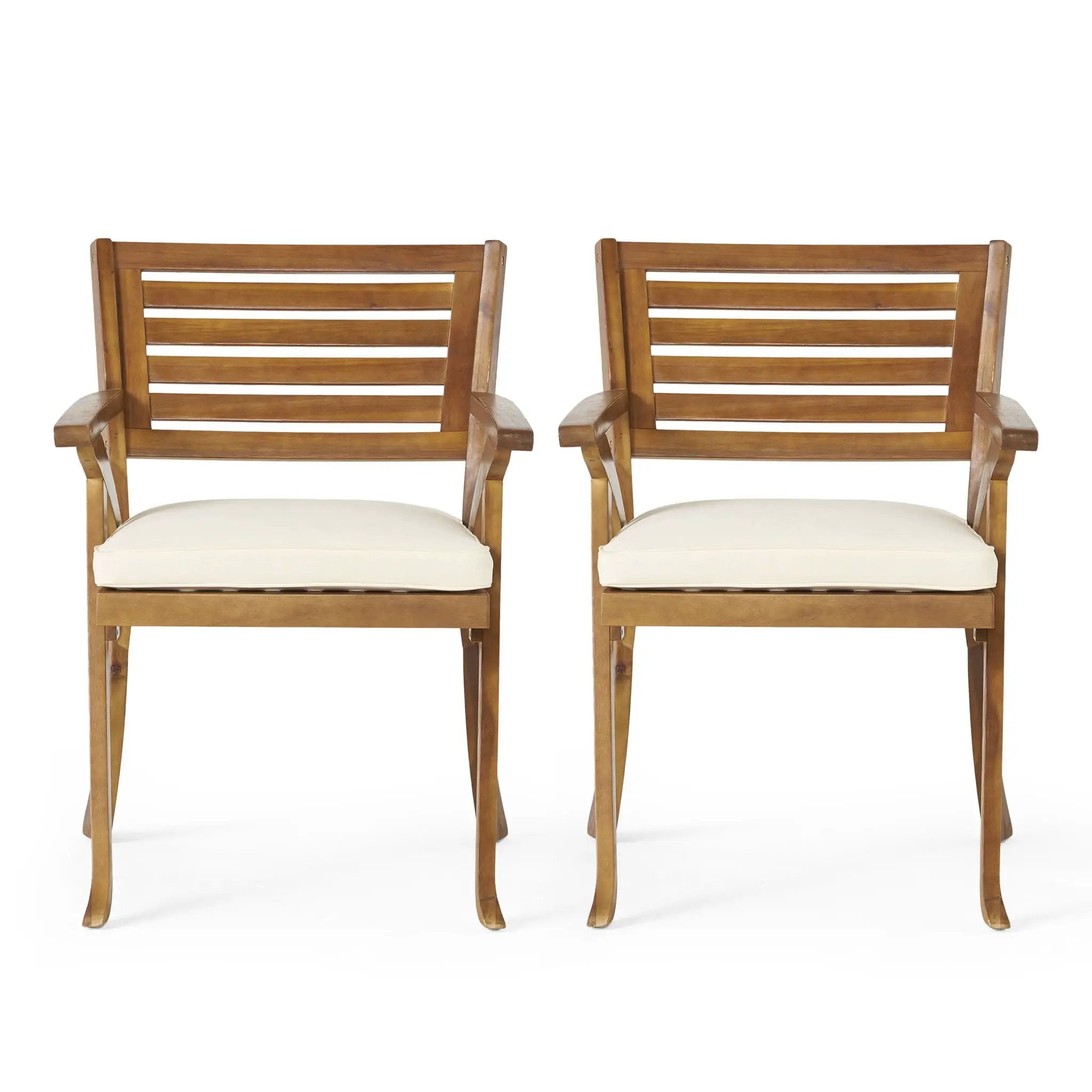 Outdoor Hermosa 5 Piece Wood Dining Set With Cushions - Teak / Beige by HouseOfZazla