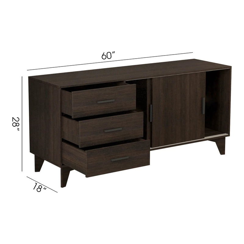 Parker - TV Stand With Sliding Doors And Drawers - Dark Brown by HouseOfZazla