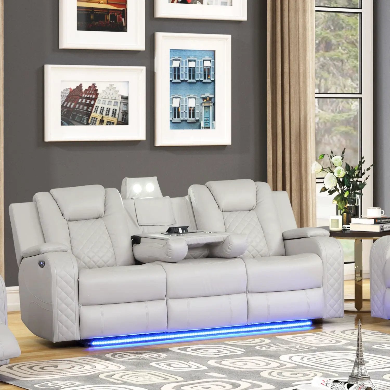 Benz - Power Reclining Sofa With LED Lighting by HouseOfZazla