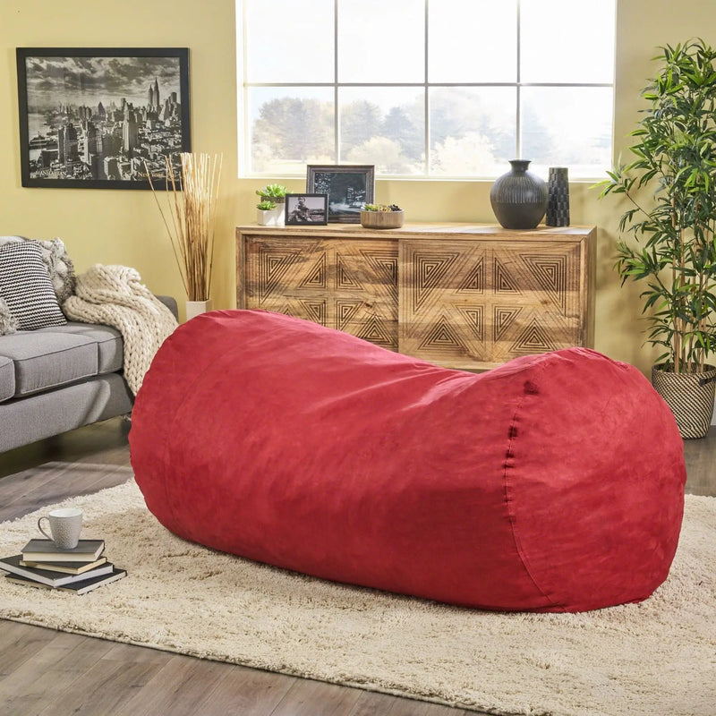 Jasper - Traditional Cylindrical Suede Bean Bag by Unique Piece Furniture
