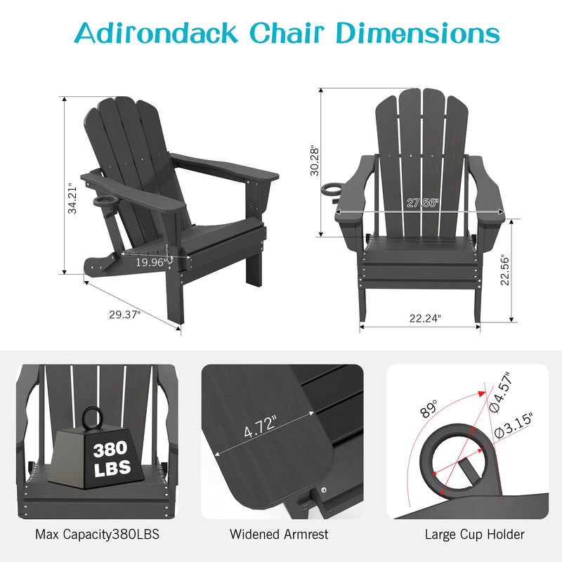 Adirondack Chair with Folding Design and Cup Holder - Gray by HouseOfZazla