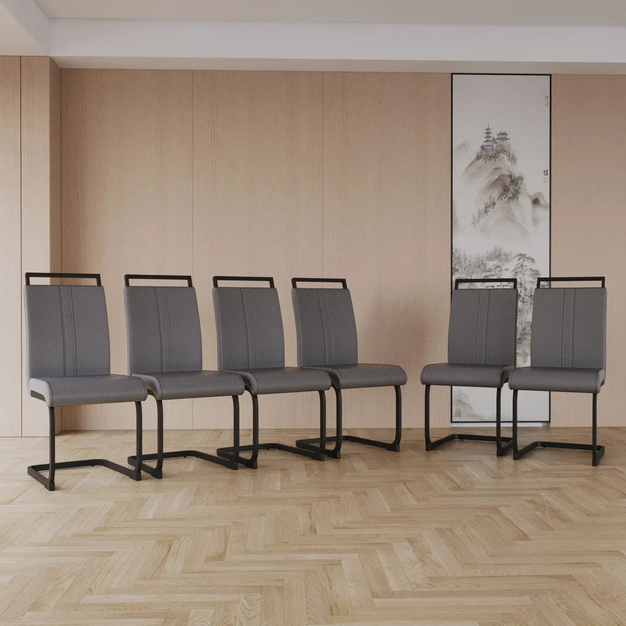 Modern Dining Chairs With High Back Upholstered Design Metal Legs