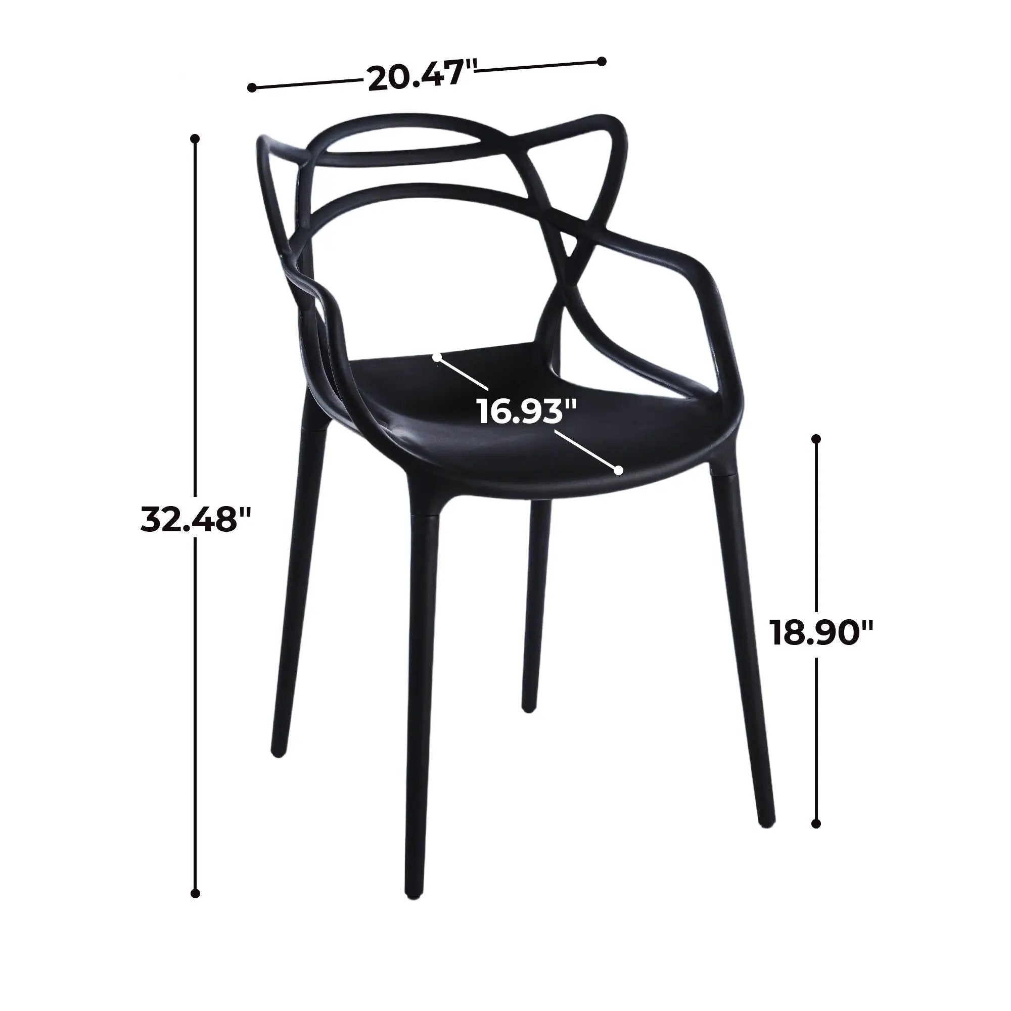 Dining Chair (Set of 4) - Black - Plastic by Unique Piece Furniture