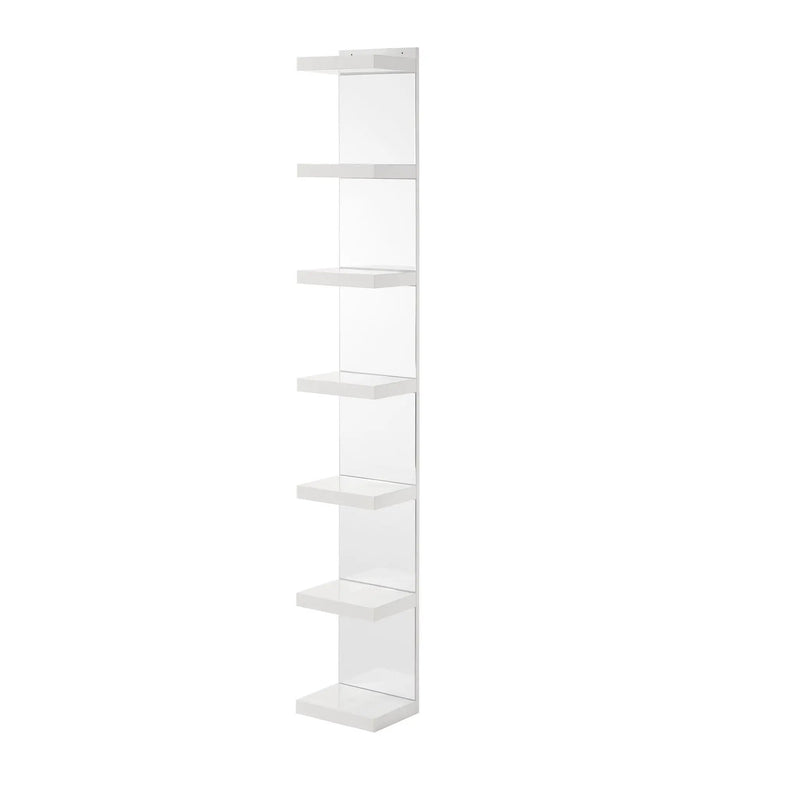 Glam Open Shelving Rack With Mirrored Back For Living Room - Cream / White by Unique Piece Furniture