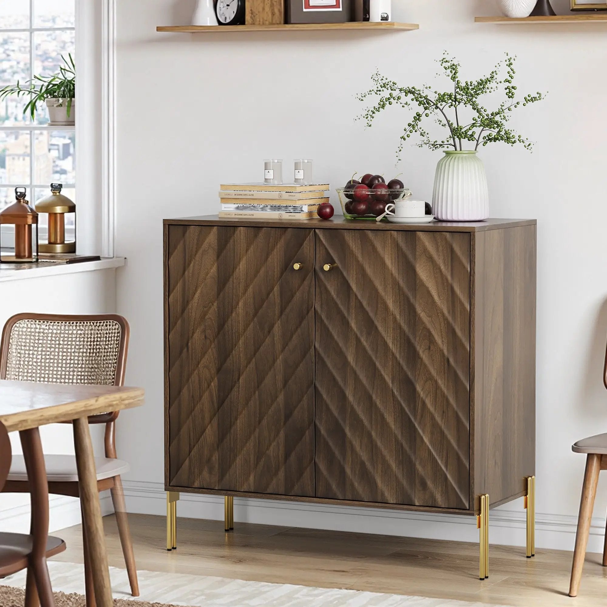 Sideboard Buffet With Storage For Living Room - Walnut by Unique Piece Furniture