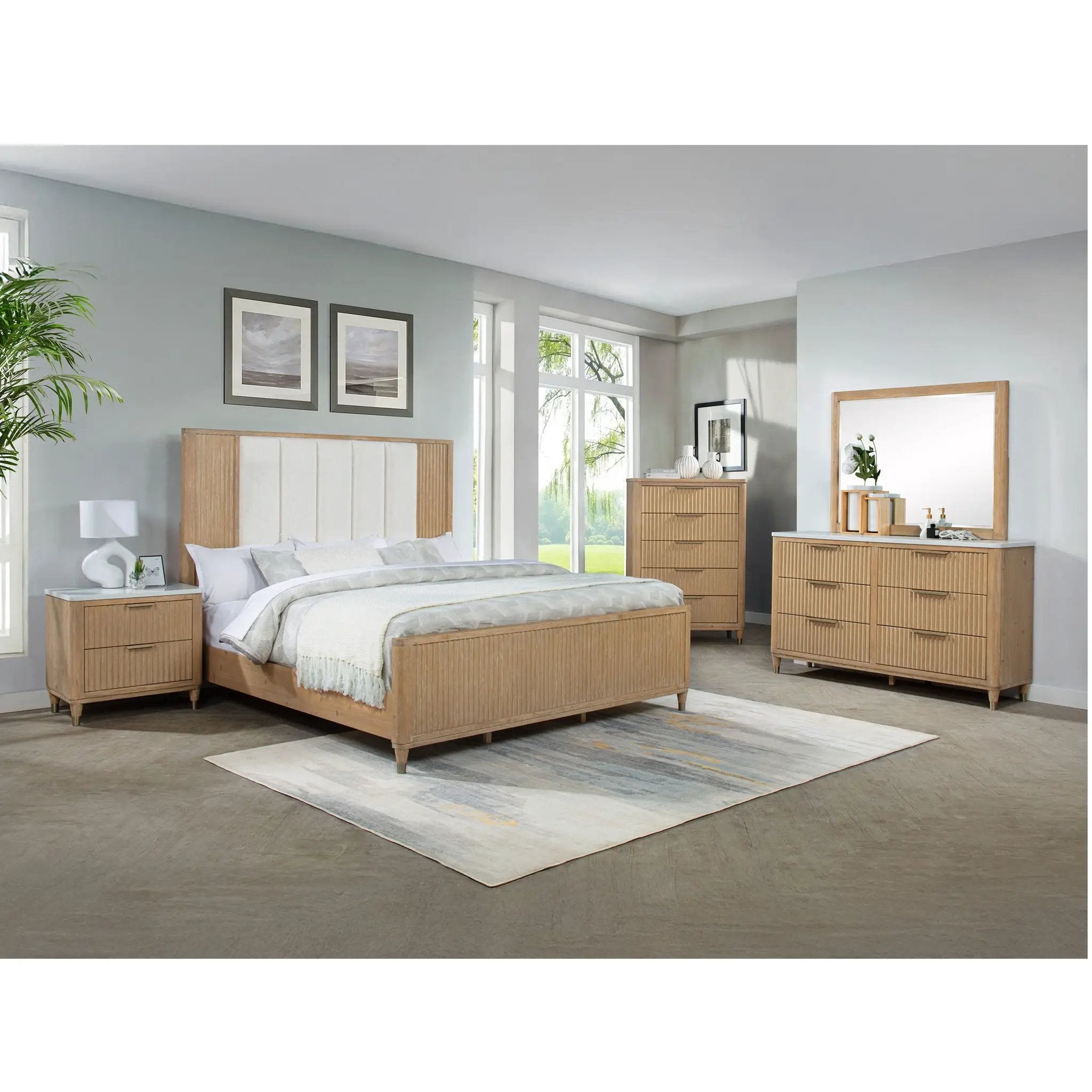 6 Drawers Dresser With Accented Hardware - Natural Wood by Unique Piece Furniture