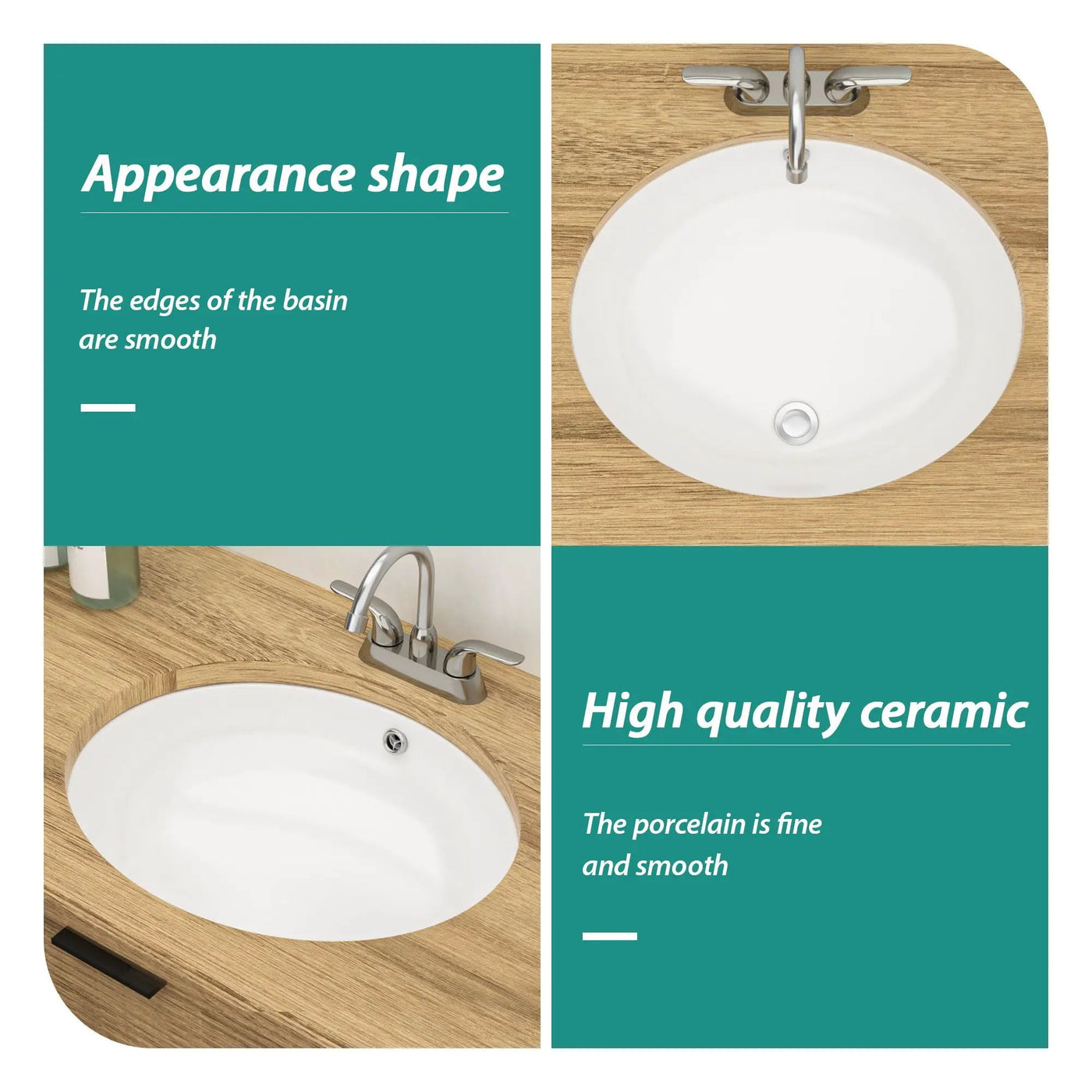 Elegant Ceramic Oval Undermount Bathroom Sink With Overflow by HouseOfZazla